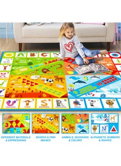 teytoy Baby Play Mats for Floor 78.7" x 61.8" Non Slip Tummy Time Mat Educational ABC Alphabet Colors Shapes Numbers Rug for Kids, Toddlers, Boy & Girl Fun Learning Classroom Playroom Bedroom Activity Mat  - Image 3