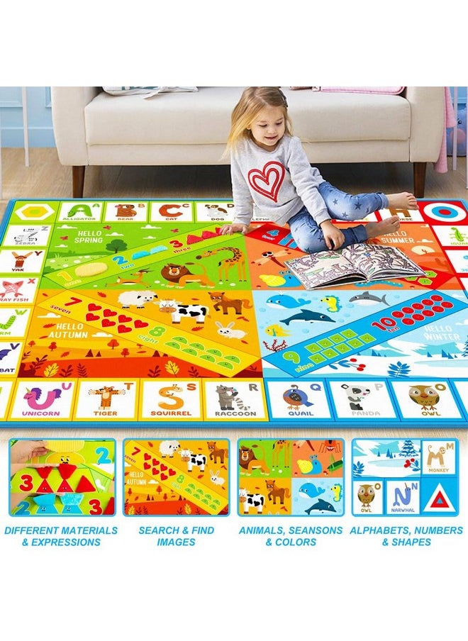 teytoy Baby Play Mats for Floor 78.7" x 61.8" Non Slip Tummy Time Mat Educational ABC Alphabet Colors Shapes Numbers Rug for Kids, Toddlers, Boy & Girl Fun Learning Classroom Playroom Bedroom Activity Mat  - Image 3