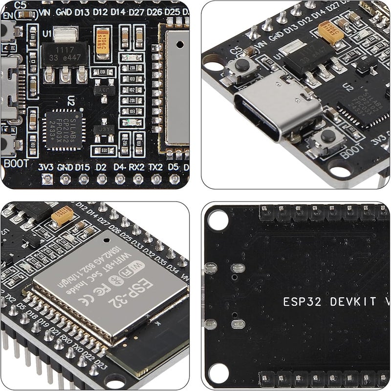 AiTrip 1PCS Type-C ESP32 ESP-WROOM-32 Development Board WiFi + Bluetooth CP2102 Dual Core 2.4Ghz Microcontroller Compatible with Arduino (ESP32 30P, Type-C) - Image 3