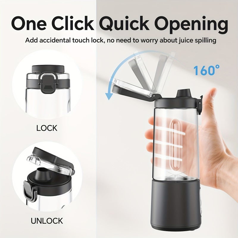Pink USB Rechargeable Portable Blender 304 Stainless Steel 6 Blade 1300mAh Digital Timer Ice Crush - Image 5