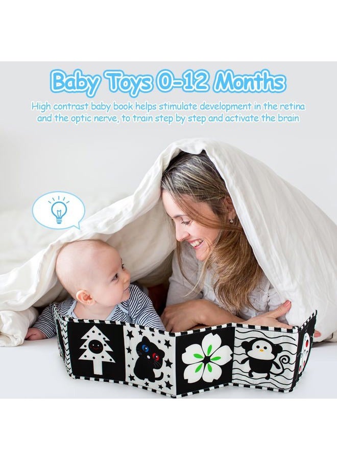 Cawgug Black and White High Contrast Soft Book for Babies 0-12 Months - Early Education Infant Tummy Time and Sensory Toys, Montessori Cloth Book Activities - Image 2