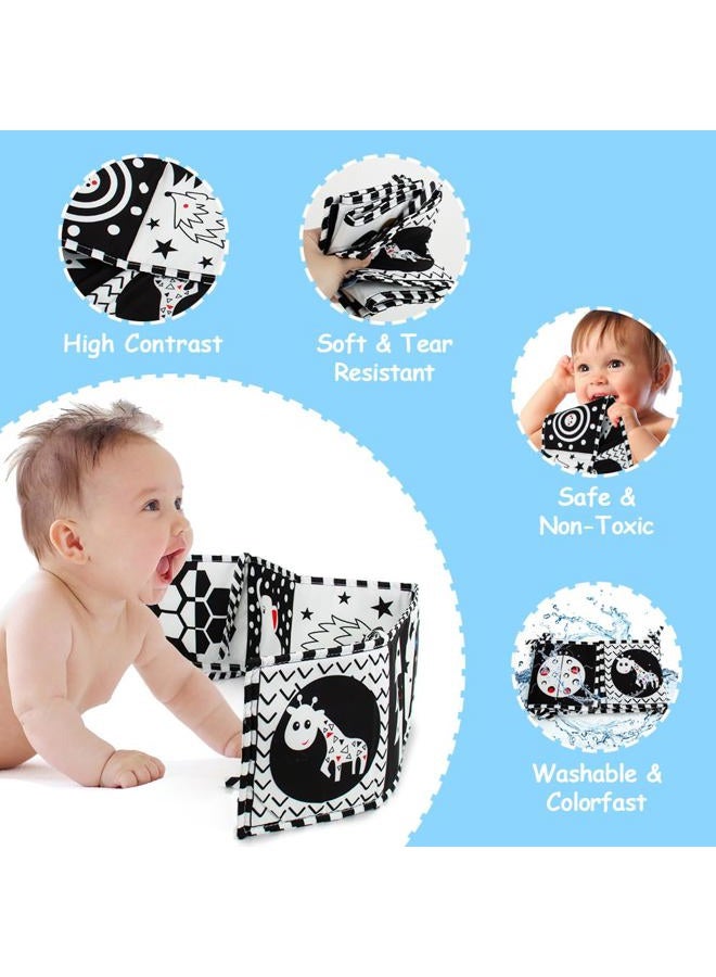 Cawgug Black and White High Contrast Soft Book for Babies 0-12 Months - Early Education Infant Tummy Time and Sensory Toys, Montessori Cloth Book Activities - Image 4