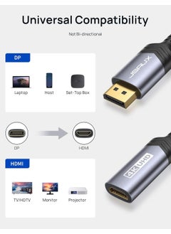 JSAUX CV0048 0.2m Displayport to HDMI Adapter 1080P @60Hz Gold Plated DP, Displayport to HDMI Converter Nylon Braided Compatible with HP, HDTV, Thinkpad, Monitor, Projector, Desktop, etc.  - Image 2