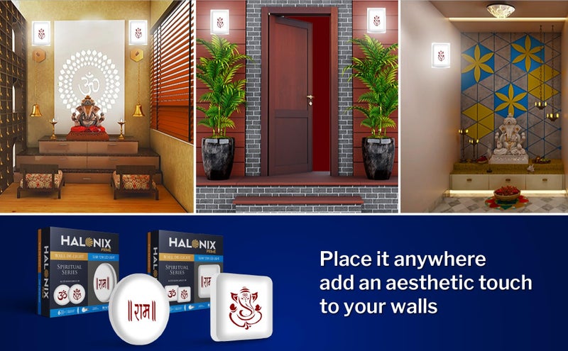 Halonix Polycarbonate Ganesh 12W Square Wall De-Light Spiritual Slim Ram Downlighter|Cct-6500K Cool Day Light|Easy Push Fit Installation|Ceiling And Wall Downlighter|Gate Light|Tample Light|Pack 1 - Image 2