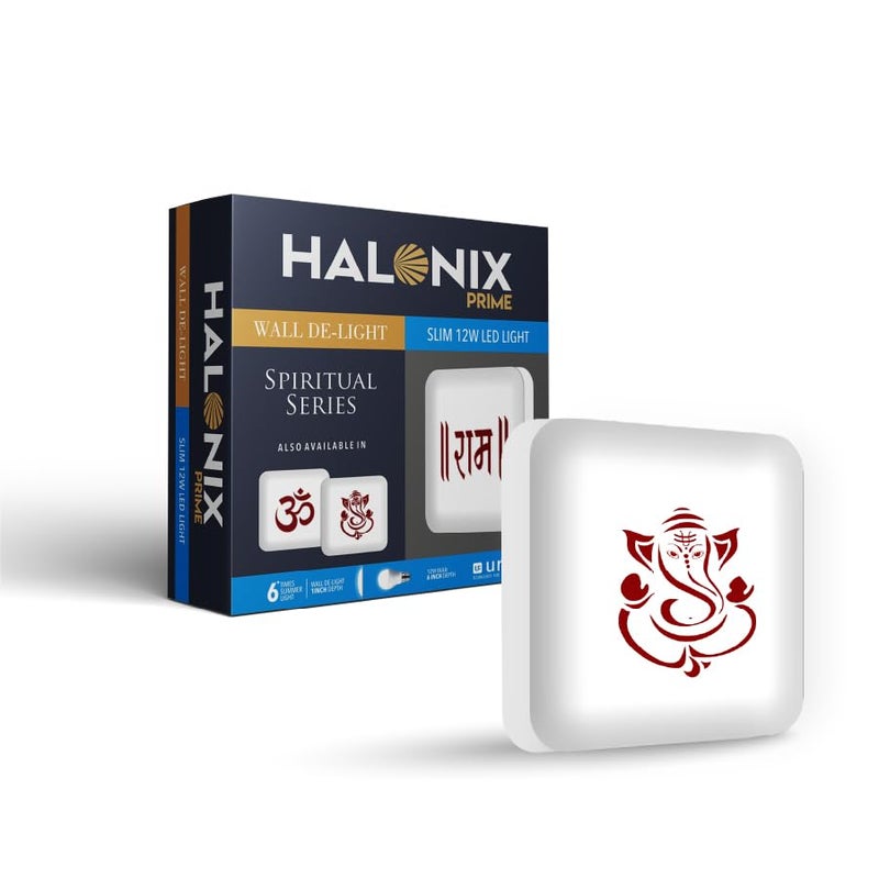 Halonix Polycarbonate Ganesh 12W Square Wall De-Light Spiritual Slim Ram Downlighter|Cct-6500K Cool Day Light|Easy Push Fit Installation|Ceiling And Wall Downlighter|Gate Light|Tample Light|Pack 1 - Image 5