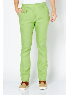 Men Regular Fit Plain Dress Pants, Apple Green