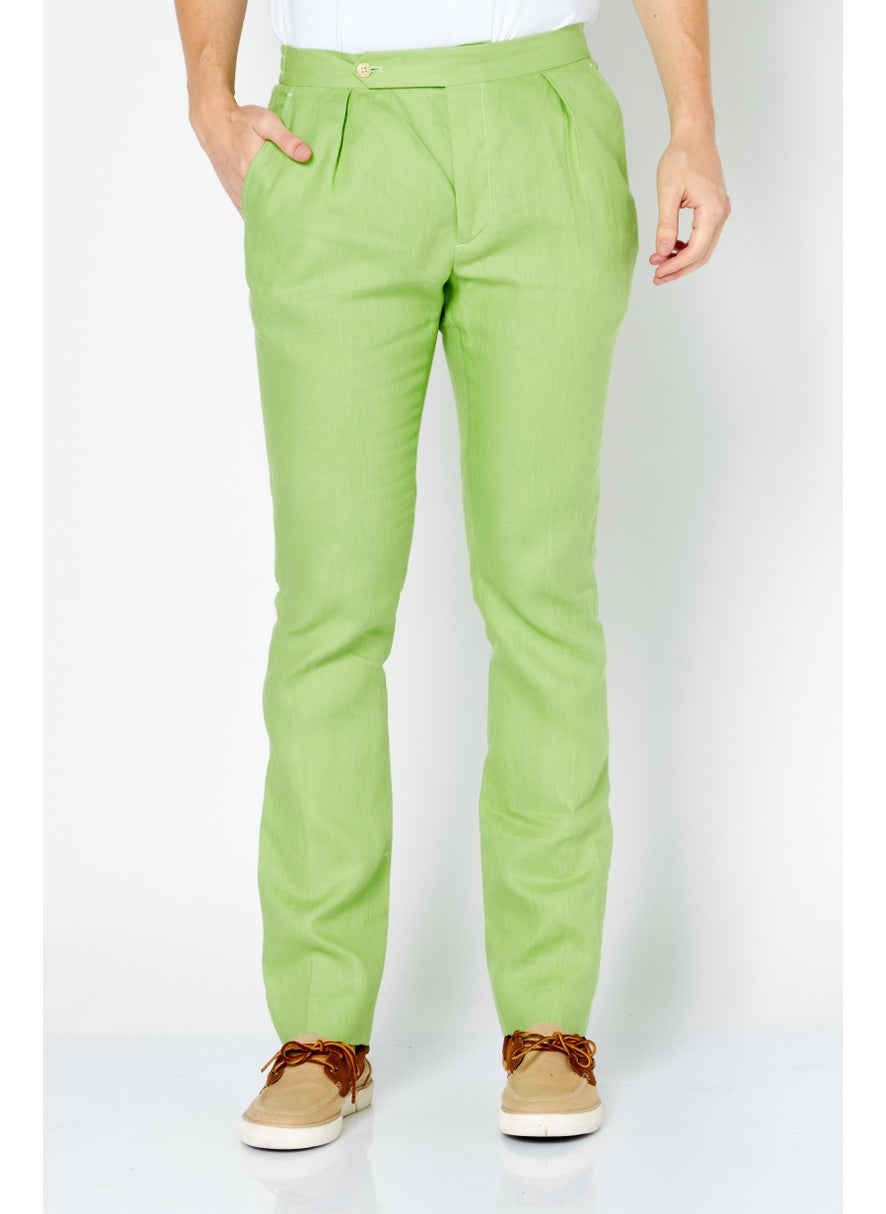 POLO RALPH LAUREN - Men Regular Fit Plain Dress Pants, Apple Green - Image 1