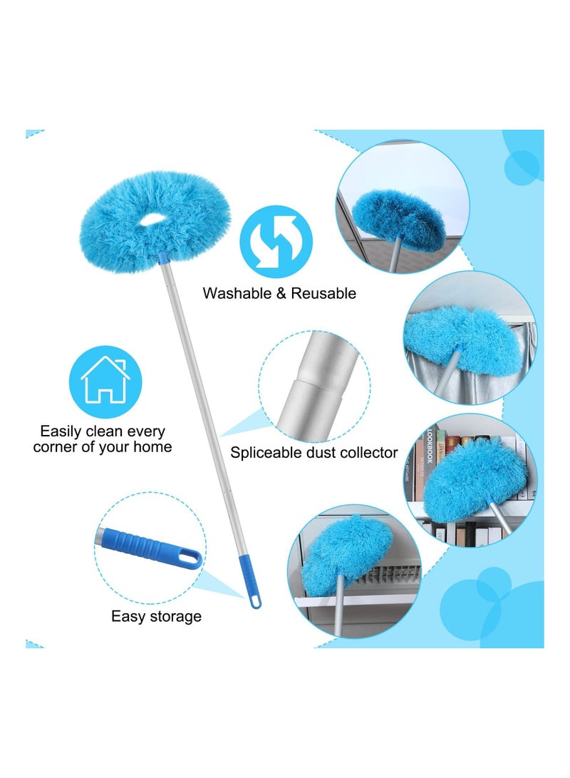 شو وو "Ceiling Fan Cleaner with Extension Handle, Long Reusable Microfiber Blade Ceiling Duster for Cleaning Wall Furniture Bookshelves Door (Blue) " - Image 2