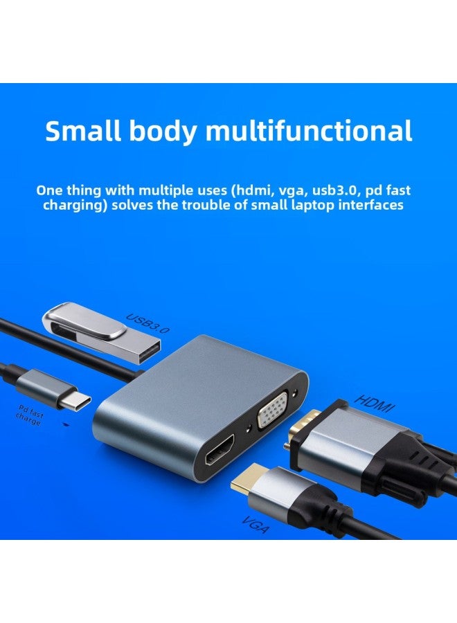 Type-c To Hdtv Vga 2-in -1 Converter Type-c To Hdtv 4-in -1 HD Expansion Dock 4k-Color:4-in-1 - Image 3