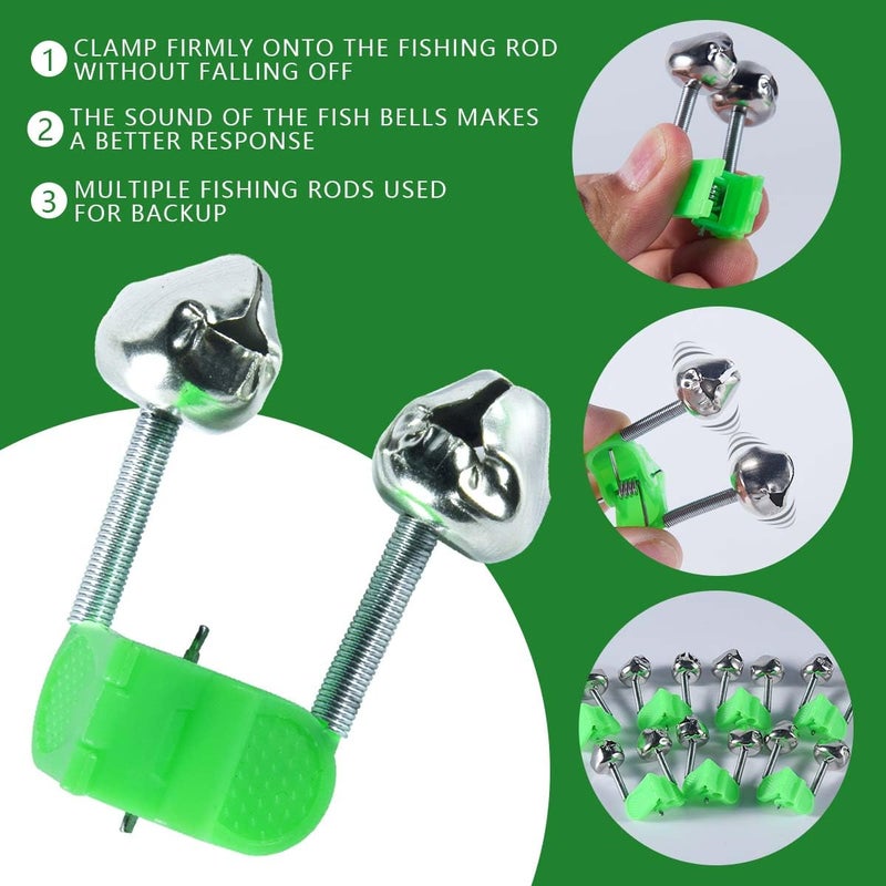KISEER 50 Pcs Plastic Fishing Bells Clips Fishing Rod Alarm with Dual Alert Bells - Image 3