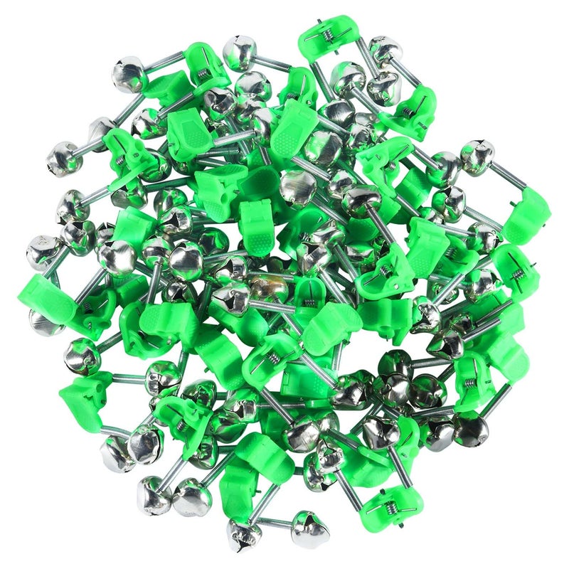 KISEER 50 Pcs Plastic Fishing Bells Clips Fishing Rod Alarm with Dual Alert Bells - Image 1