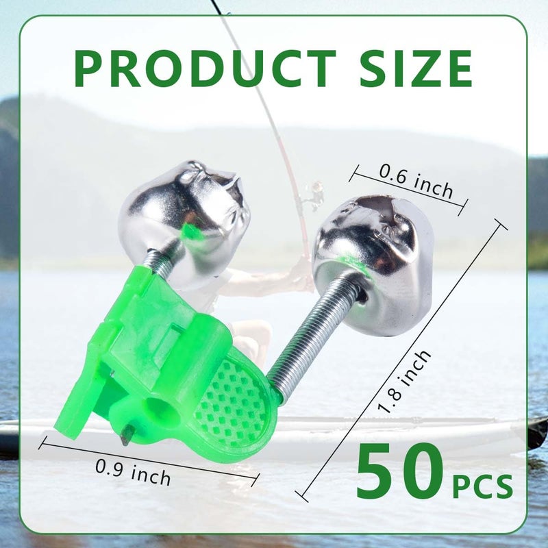 KISEER 50 Pcs Plastic Fishing Bells Clips Fishing Rod Alarm with Dual Alert Bells - Image 2