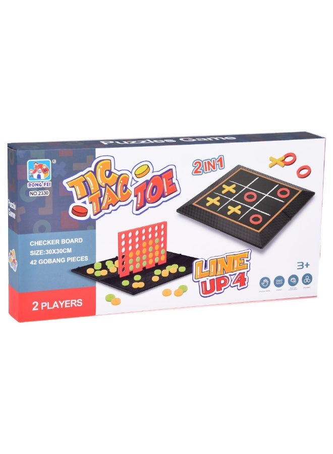 Tic-Tac-Toe and Line Up 4, 2-in-1, 30×30 cm game board, 42 pieces, for two players - Image 5