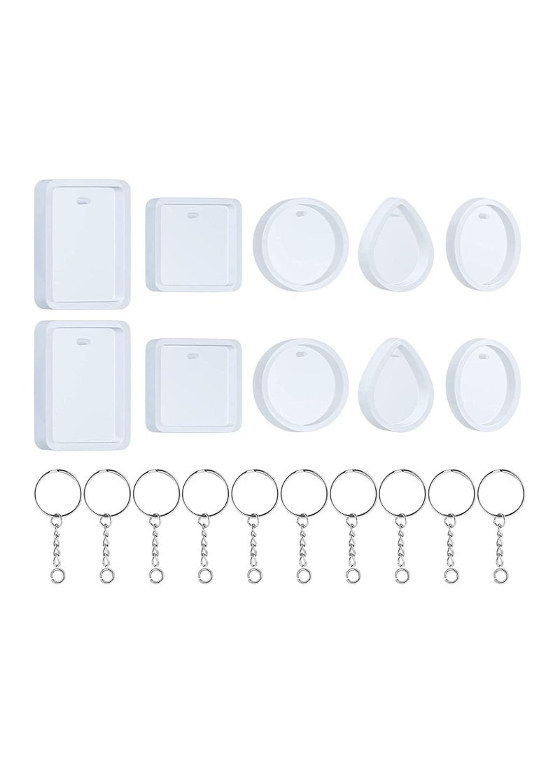 Silicone Resin Molds 20 Pcs for Jewelry Casting with Keychain Rings DIY Crafts Making or Homemade Kits Beginners