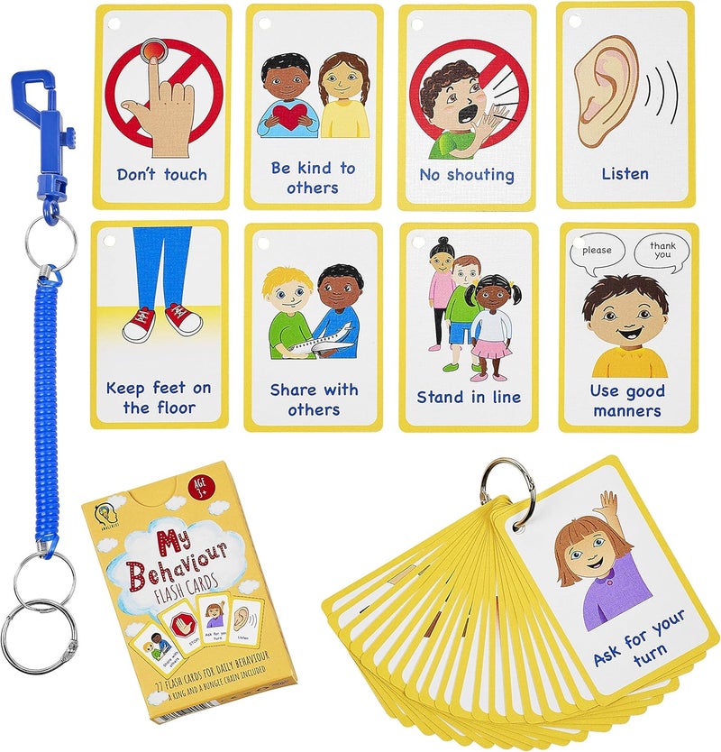 Amonev My Behaviour Cards 27 Flash Cards for Visual aid Special Ed, Speech Delay Non Verbal Children and Adults with Autism or Special Needs - Image 1