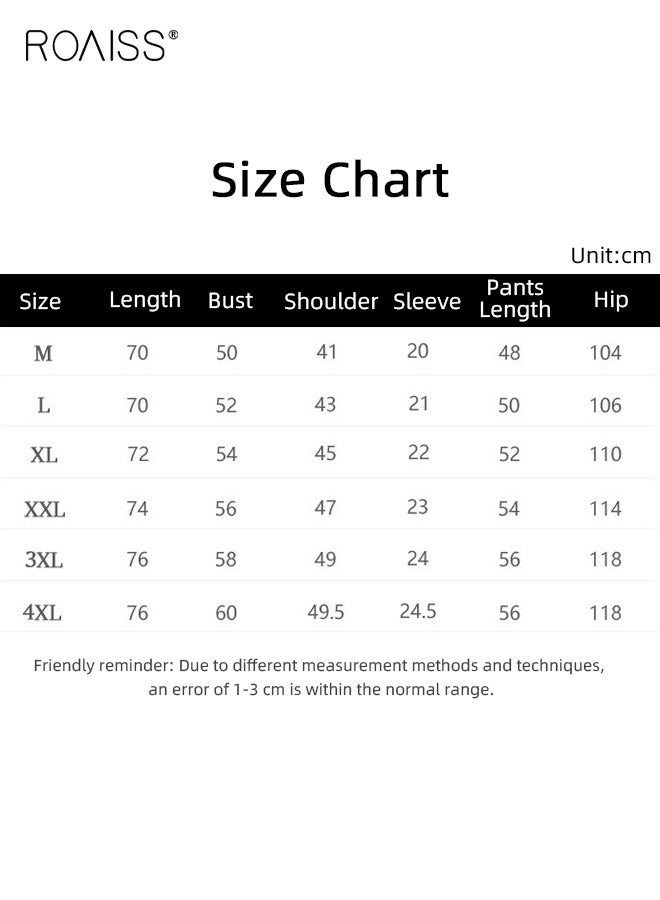 roaiss Men's Casual Shorts Pyjamas Sets Lattice Elastic Waist Short Pajama for Men Cotton Sleepwear Round Neck T-Shirt Classic Pjs Sets Nightwear for Men with Pocket - Image 3