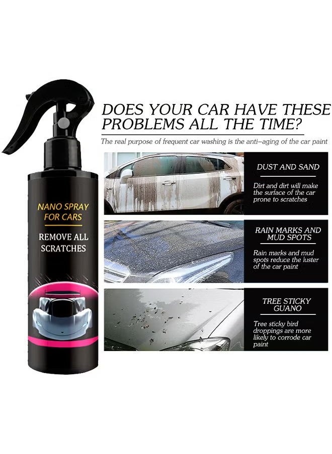 RAYHONG - Car Scratch Repair Nano Spray, Car Quick Repair Nano Spray, Fast Flawless Repair Scratch Spray, Nano Ceramic Crystal Coating Car Fine Scratch Removal Spray (120ML And Sponge Brush And Wipe) - Image 1