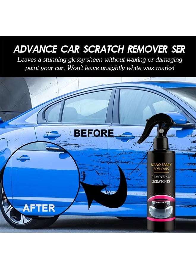 RAYHONG - Car Scratch Repair Nano Spray, Car Quick Repair Nano Spray, Fast Flawless Repair Scratch Spray, Nano Ceramic Crystal Coating Car Fine Scratch Removal Spray (120ML And Sponge Brush And Wipe) - Image 1
