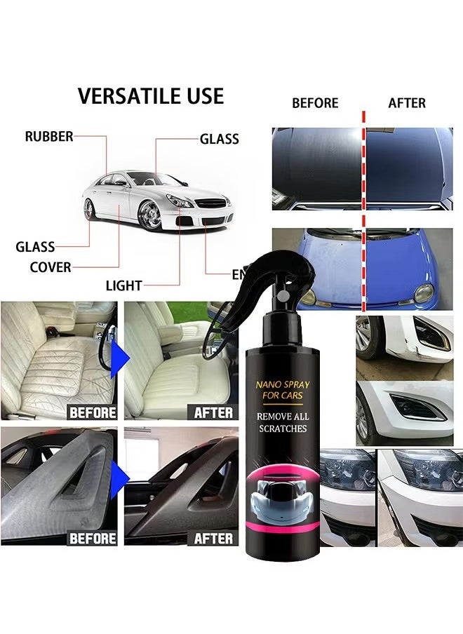 RAYHONG - Car Scratch Repair Nano Spray, Car Quick Repair Nano Spray, Fast Flawless Repair Scratch Spray, Nano Ceramic Crystal Coating Car Fine Scratch Removal Spray (120ML And Sponge Brush And Wipe) - Image 1