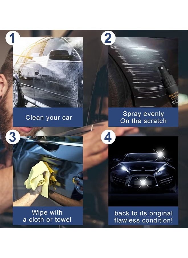 RAYHONG - Car Scratch Repair Nano Spray, Car Quick Repair Nano Spray, Fast Flawless Repair Scratch Spray, Nano Ceramic Crystal Coating Car Fine Scratch Removal Spray (120ML And Sponge Brush And Wipe) - Image 1