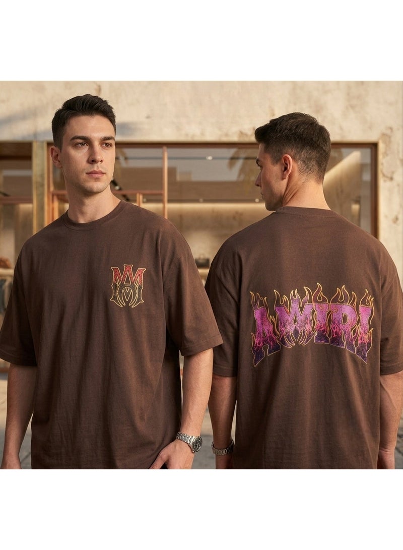 Men Oversized Graphic T Shirt 100% Premium Bolivar Cotton Streetwear Tee Casual Loose Fit Heavyweight Cotton Crew Neck Short Sleeve Fashion Printed T Shirt Soft Breathable Comfortable Everyday Wear - Image 1