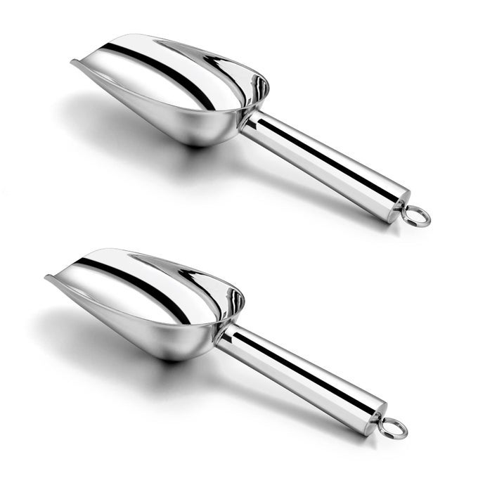 PP CHEF MINI SCOOP SET OF 2 STAINLESS STEEL SMALL CANDY SWEET ICE CUBE SCOOPS FOR HOME BAR BUFFET WEDDING CANISTERS EASY CLEAN STURDY SILVER 3 OZ