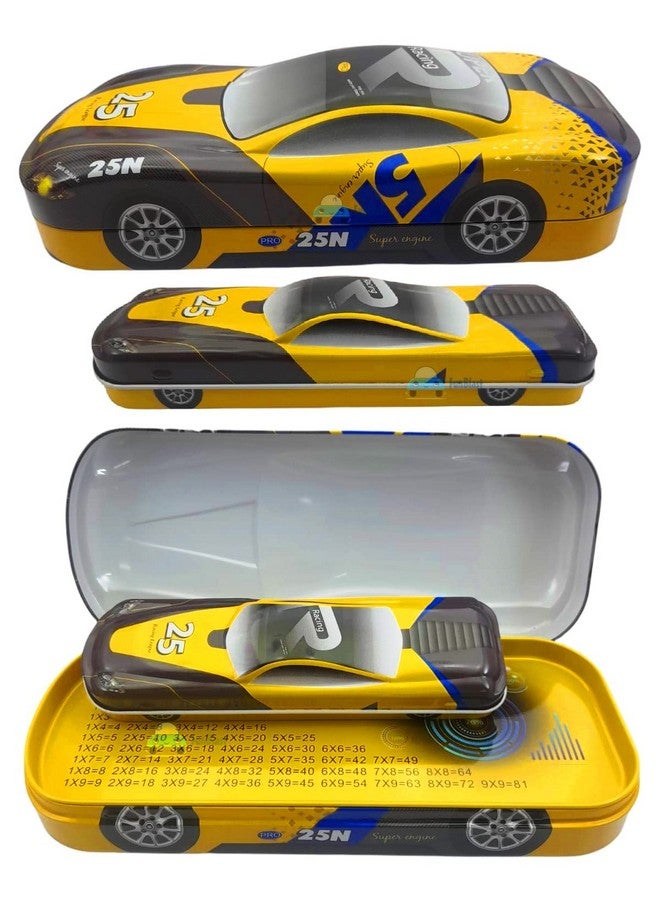 FunBlast Metal Car Pencil Box for Kids - Double Layer Metal Pencil Case for Kids Boys/Pencil Case for Students School Supplies - Stationery Set Organizer Birthday Return Gift for Kids (Yellow) - Image 1