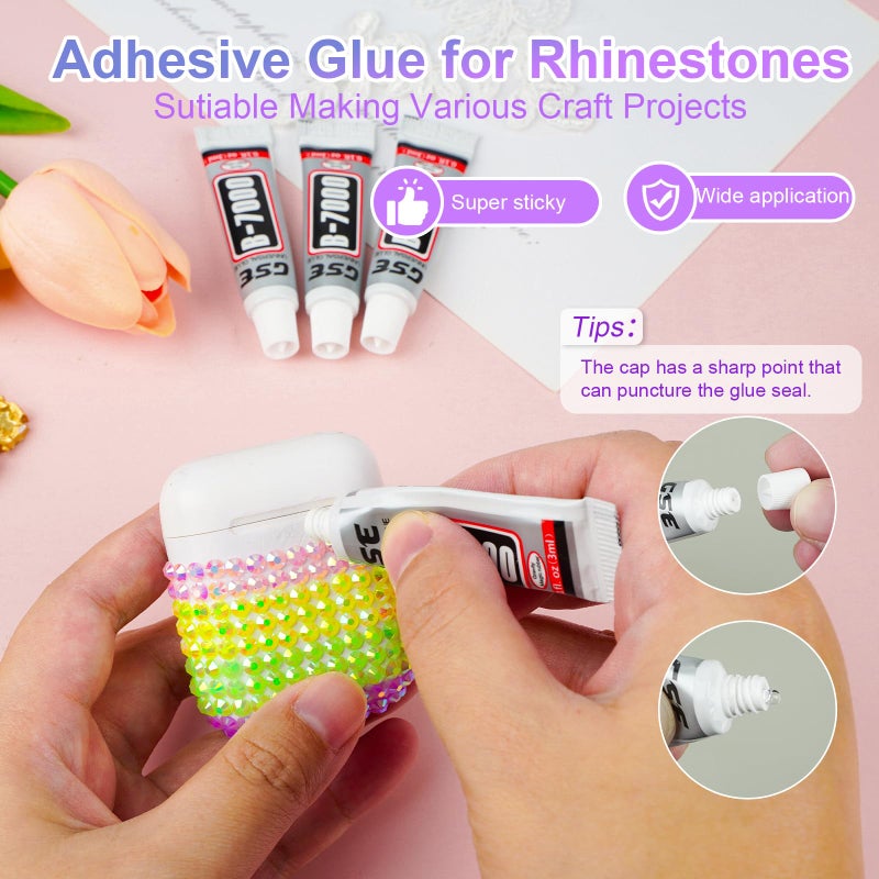 Canvalite 18000PCS Nail Rhinestones for Crafting, Multicolor 3mm Flatback Rainbow Gems, Bedazzling Crystal with 4Pcs 2.5g Jewelry Glue for DIY Crafts Clothing Shoes Nail Art,Stocking Stuffers Gifts - Image 5