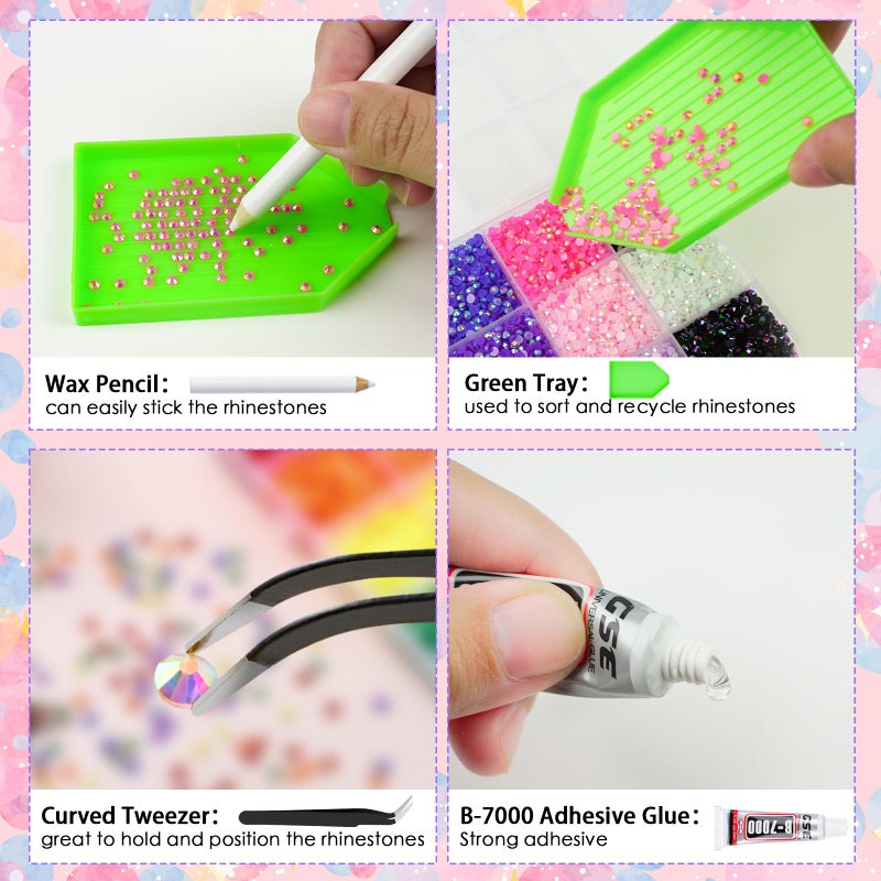 Canvalite 18000PCS Nail Rhinestones for Crafting, Multicolor 3mm Flatback Rainbow Gems, Bedazzling Crystal with 4Pcs 2.5g Jewelry Glue for DIY Crafts Clothing Shoes Nail Art,Stocking Stuffers Gifts - Image 3