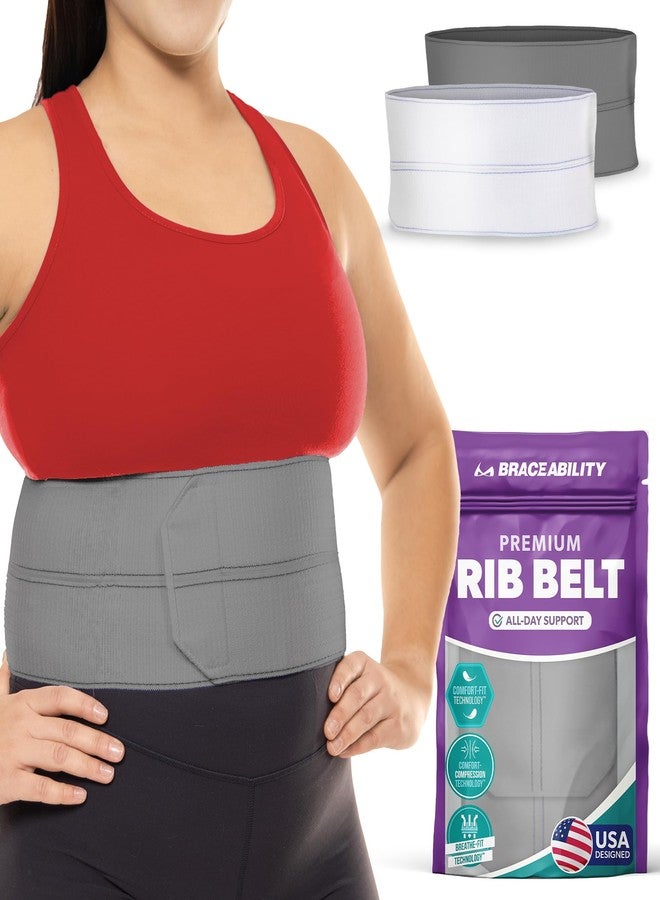 BraceAbility Plus Size Broken Rib Brace - Rib Protector Compression Wrap, Chest Support Belt for Bruised, Fractured, Dislocated Ribs, Costochondritis Relief, Sternum Brace for Men and Women (Gray) - Image 1