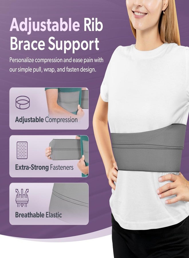 BraceAbility Plus Size Broken Rib Brace - Rib Protector Compression Wrap, Chest Support Belt for Bruised, Fractured, Dislocated Ribs, Costochondritis Relief, Sternum Brace for Men and Women (Gray) - Image 3