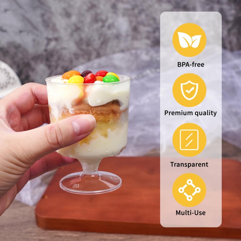 Fracurs 120 Pack Plastic Dessert Cups and 60 Spoons 5Oz Clear Mini Parfait Cup 60 Pcs for Party, Disposable Round Serving Golblet Wine Shot for Pudding, Fruit, Yogurt, Mousse,Ice Cream, Appetizer Bowl - Image 4