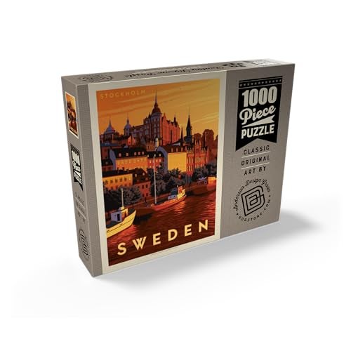 MyPuzzle.com MyPuzzle Sweden Stockholm Vintage Poster Premium 1000 Piece Jigsaw Puzzle for Adults - Image 5