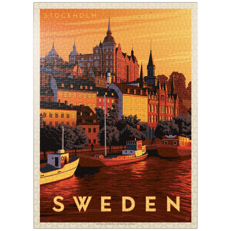 MyPuzzle.com MyPuzzle Sweden Stockholm Vintage Poster Premium 1000 Piece Jigsaw Puzzle for Adults - Image 3