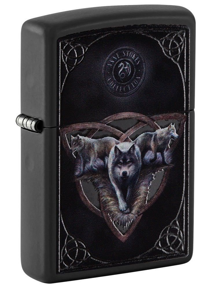 Zippo Ci405813 218 مجموعة آن ستوكز ولاعة مقاومة للرياح باللون الأسود غير اللامع - Image 1