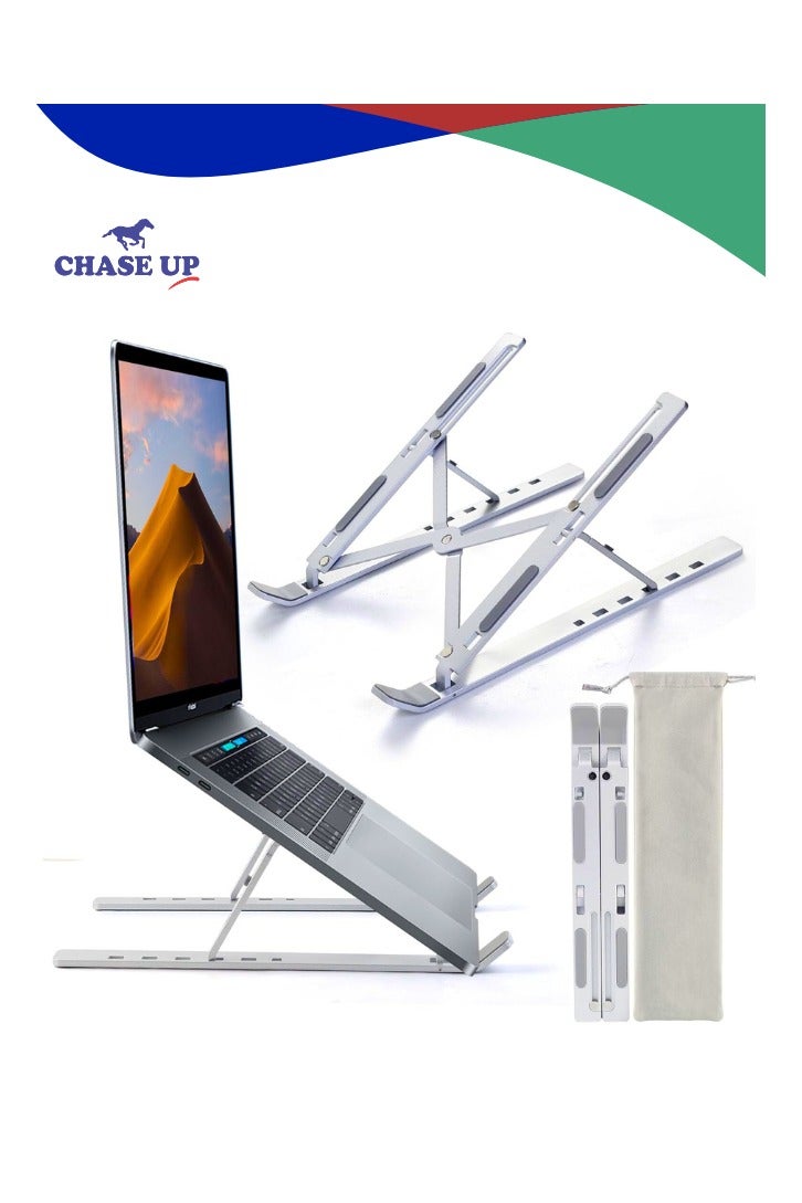 Chase Up Adjustable Laptop Stand for Desk, Portable Computer Support Stand Foldable Laptop Holder, Ventilated Cooling Notebook Stand for MacBook Pro Air, Lenovo, Dell, HP, Laptops,Tablet - Image 1