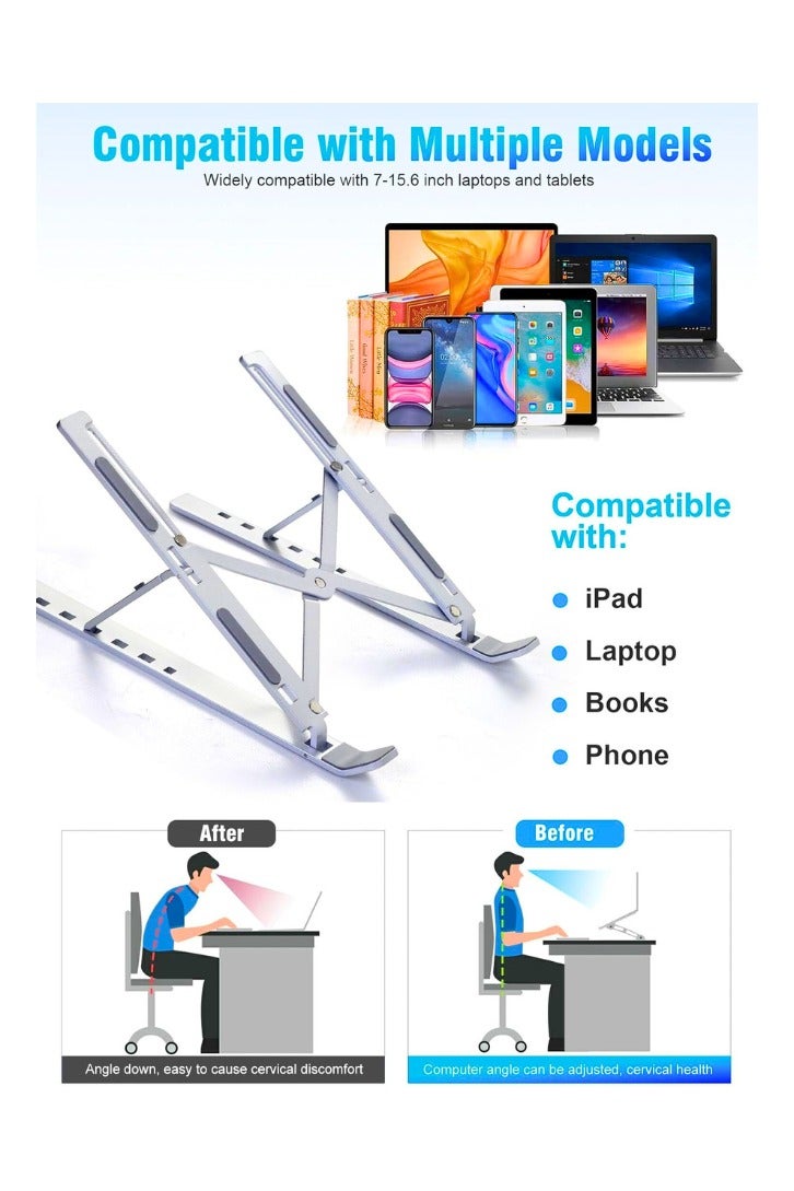 Chase Up Adjustable Laptop Stand for Desk, Portable Computer Support Stand Foldable Laptop Holder, Ventilated Cooling Notebook Stand for MacBook Pro Air, Lenovo, Dell, HP, Laptops,Tablet - Image 2