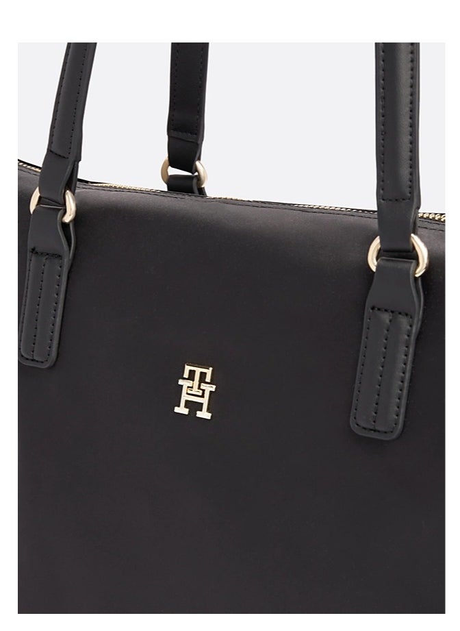 Tommy Hilfiger Plus Tommy Hilfiger Tote Bag for Women , Black Classic Fashion Versatile Signature Tape Large Capacity Shoulder Bag Handbag for Travel, Work, Gym,  - Image 4