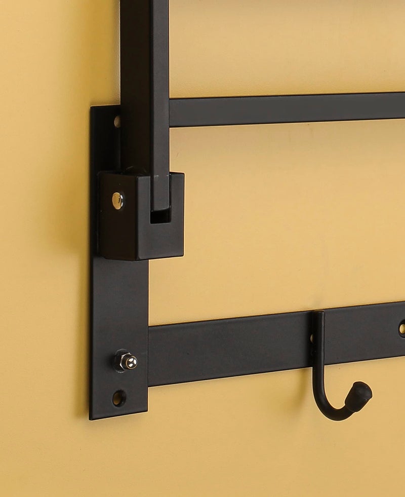 iSTAR Stainless Steel Double Folding Towel Rack with Hanger | Durable Multipurpose Wall Mounted Shelf for Clothes, Bath Robe, Other Toiletries | Ideal for Bathroom, Hotels and Home (Black, Pack of 2) - Image 5