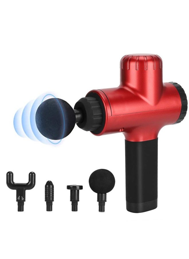 klarako Durable 4 Types Of Massage Head High Frequency Body Relax Massage Gun, Fascial Massager 6 Speed Adjustment Fascial Massager For Electric Massagers & Accessories Red 
