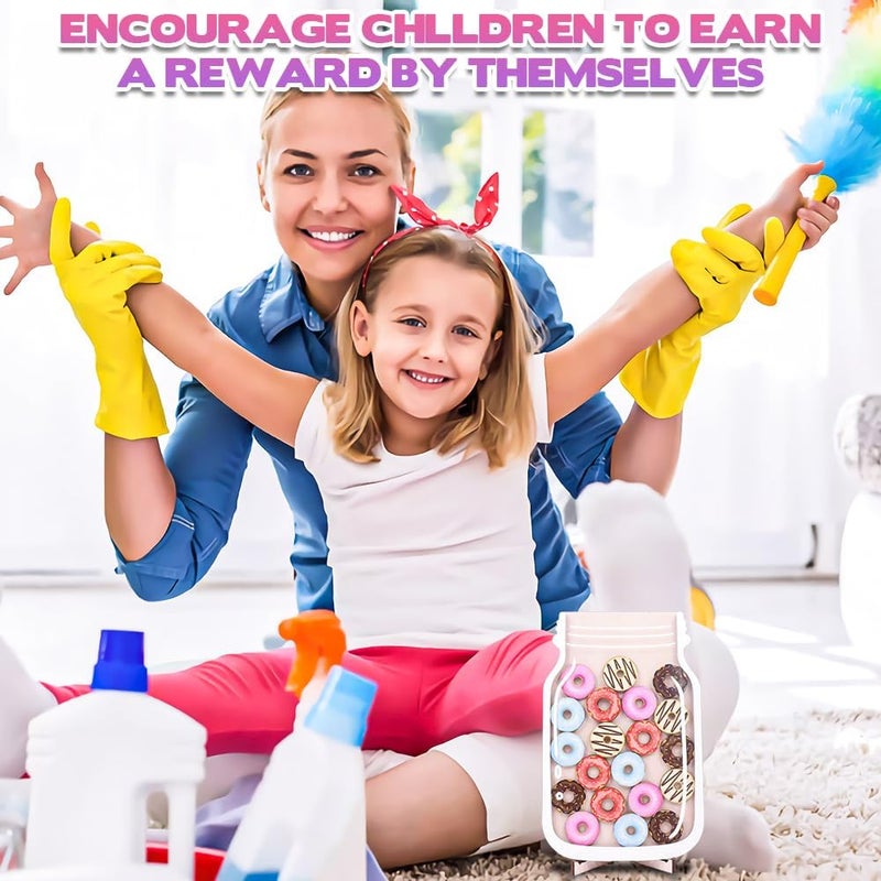 جيه زد اس جرة مكافآت مغناطيسية من JZS، جرة مكافآت صفية للأطفال، جرة مكافآت شخصية لسلوك الطلاب والأطفال، لوحة مكافآت مغناطيسية للسبورة الصفية (على شكل دونات) - Image 4