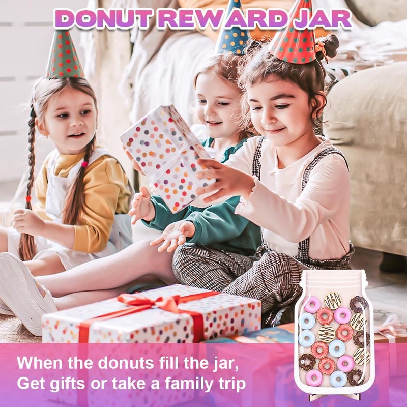 جيه زد اس جرة مكافآت مغناطيسية من JZS، جرة مكافآت صفية للأطفال، جرة مكافآت شخصية لسلوك الطلاب والأطفال، لوحة مكافآت مغناطيسية للسبورة الصفية (على شكل دونات) - Image 3