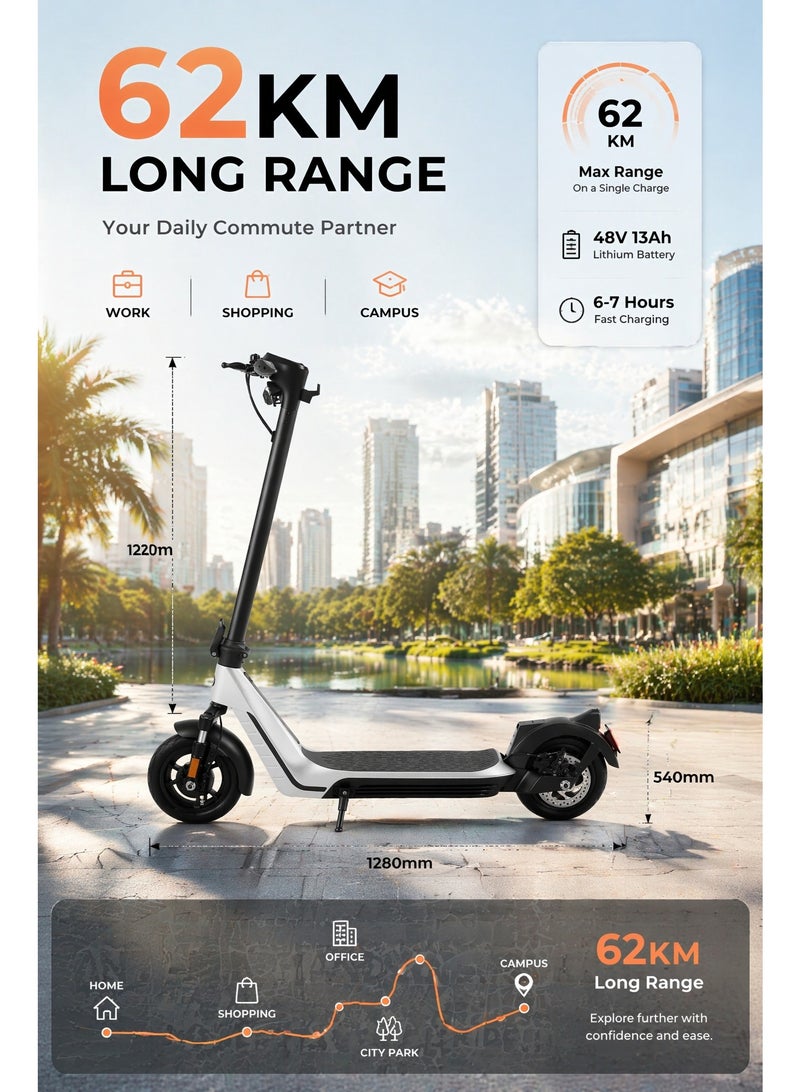 ITQAN RASEEL Adult E scooter | Electric Scooter | Foldable Electric Scooter（سكوتر كهربائي قابل للطي） | 48V Voltage | Front and Rear Lights | Shock Absorbing Suspension | Supports 120 kg | 10-Inch Tires - Image 4