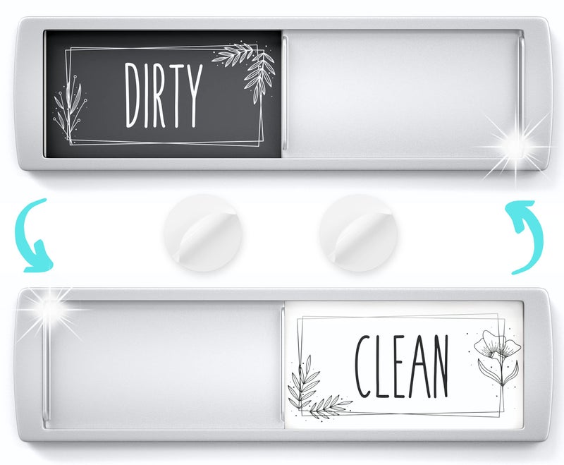 ASSURED SIGNS Stylish Dishwasher Magnet Clean Dirty Sign - 2 by 7 Inch - Ideal Clean Dirty Magnet for Dishwasher - Kitchen Organizer and Gadget - Nice Office, Home Farmhouse Decor - Image 1