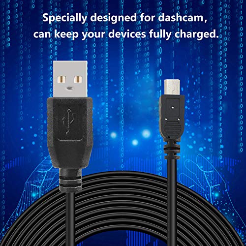 PASOW Mini USB Power Cable USB 2.0 A-Male to Mini-B Car Vehicle Power Suppy Adapter Cord for Dash Cam (16FT, Straight) - Image 3