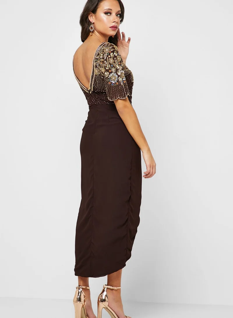 Virgos Lounge Julisa Front Slit Embellished Dress
