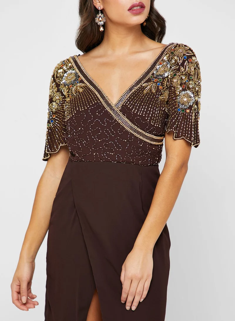 Virgos Lounge Julisa Front Slit Embellished Dress