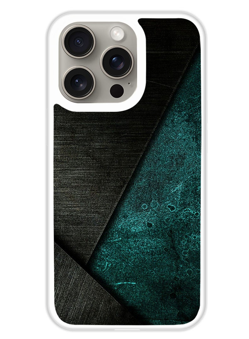 Theodor Protective Case Cover For APPLE IPHONE 15 Pro Black Dark Green Pattern (White Bumper) - Image 1