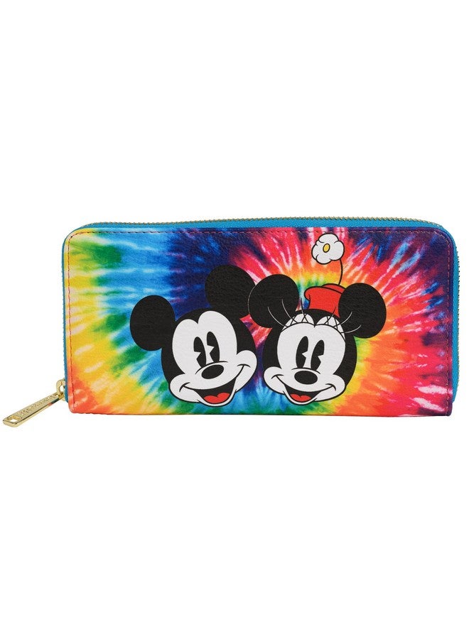 Loungefly Disney Mickey Minnie Mouse Tie Dye Faux Leather Wallet Zip Around Clutch - Image 1