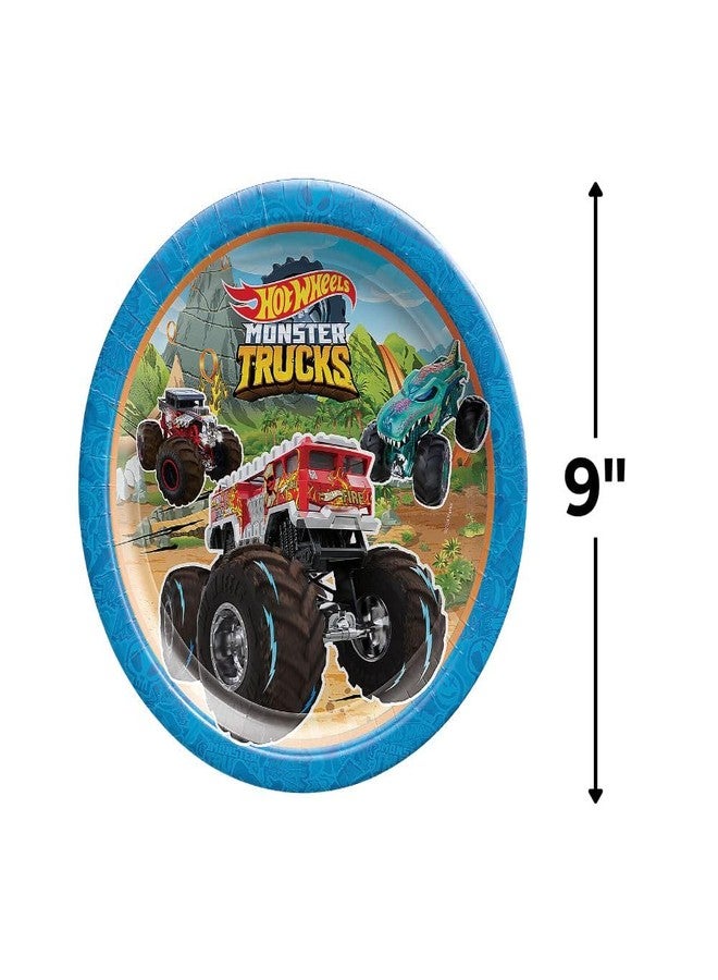 Amscan Multicolor Hot Wheels Monster Truck Round Paper Plates (9") Pack of 8 - Vibrant Party Tableware for Birthdays, Celebrations & Events - Image 3